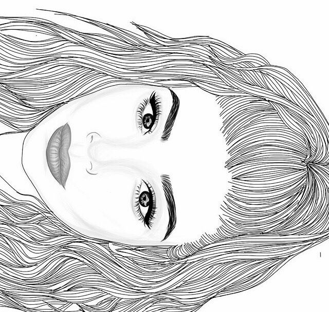 640x608 Tumblr Drawings Outline Girl Drawing Tumblr Black And White - Black And White Tumblr Drawings