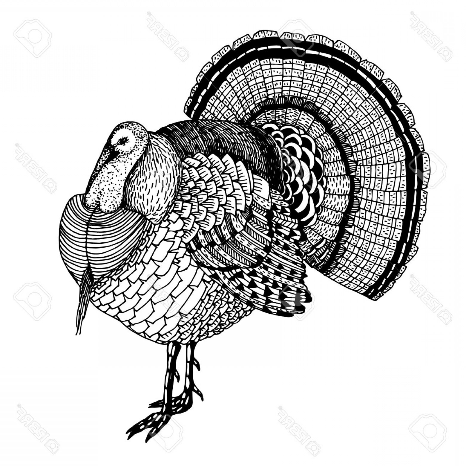 1560x1560 turkey black and white vector sohadacouri - Black And White Turkey Drawing
