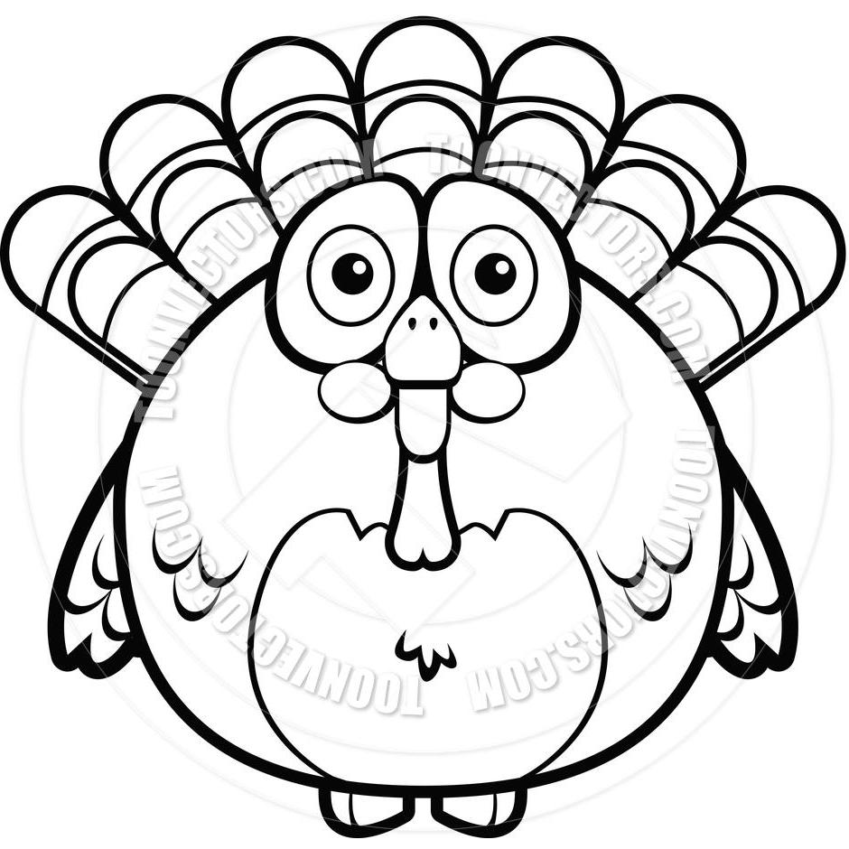 940x940 Unique Cute Turkey Clipart Black And White Drawing Free Vector - Black And White Turkey Drawing