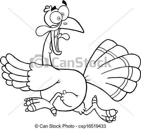 450x414 black and white turkey escape cartoon mascot character - Black And White Turkey Drawing