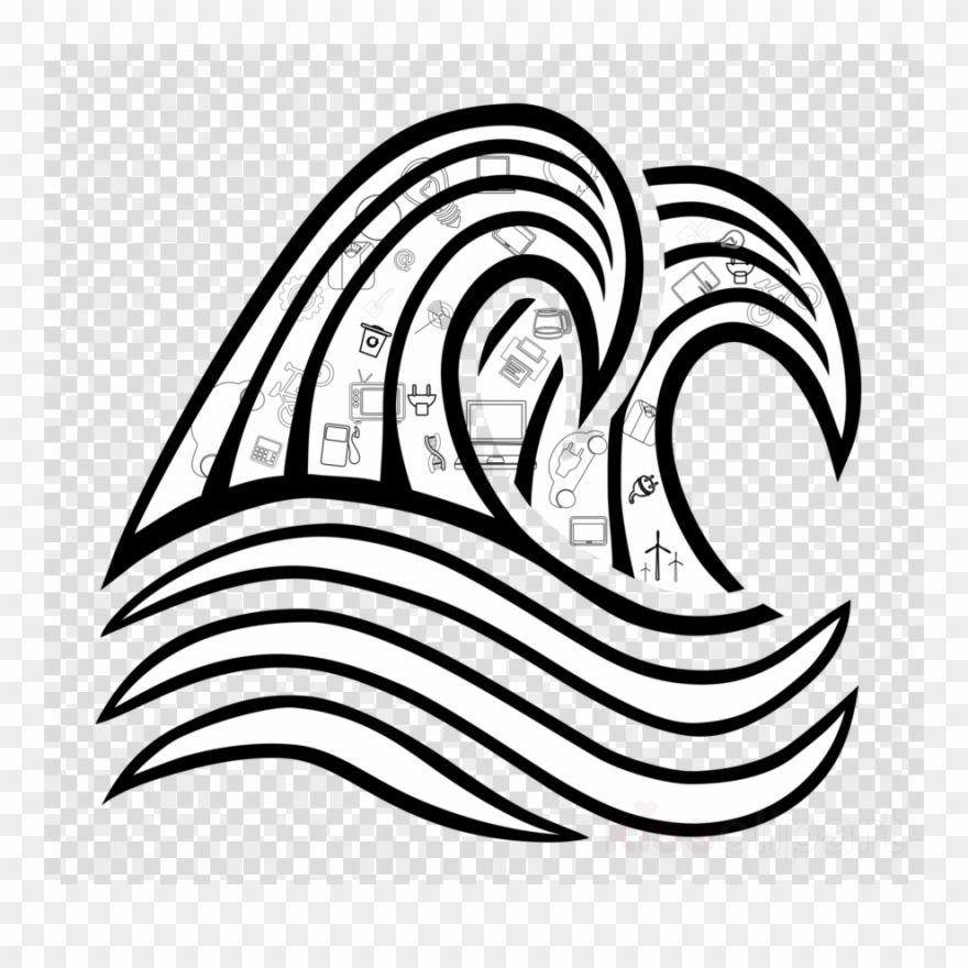 880x880 Download Png Of Black And White Waves Clipart Black - Black And White Wave Drawing