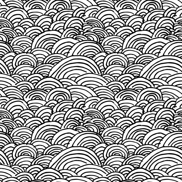 600x600 Hand Drawn Wave Seamless Pattern Black With White Vectors - Black And White Wave Drawing