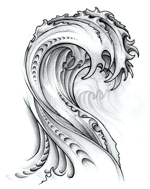 500x628 waves design awesome black white waves design creative waves - Black And White Wave Drawing