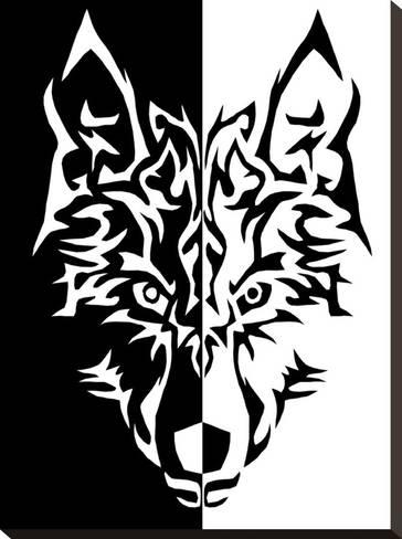 364x488 Black White Wolf Animal Wolves Stretched Canvas Print - Black And White Wolf Drawing
