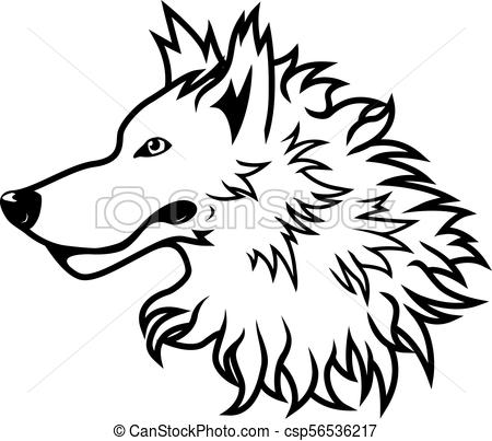 450x403 white wolf head black and white vector wolf head drawing - Black And White Wolf Drawing