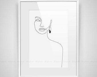 340x270 Black Line Drawing Etsy - Black And White Woman Drawing