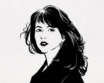 340x270 Portrait Drawing Etsy - Black And White Woman Drawing