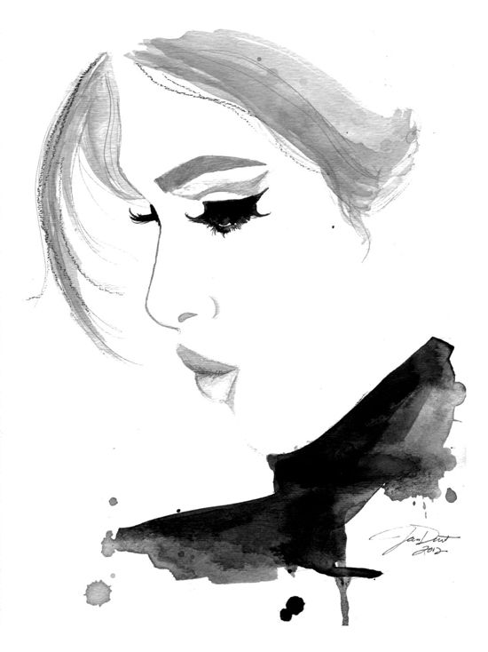 550x734 Lady Drawing Black And White For Free Download - Black And White Woman Drawing