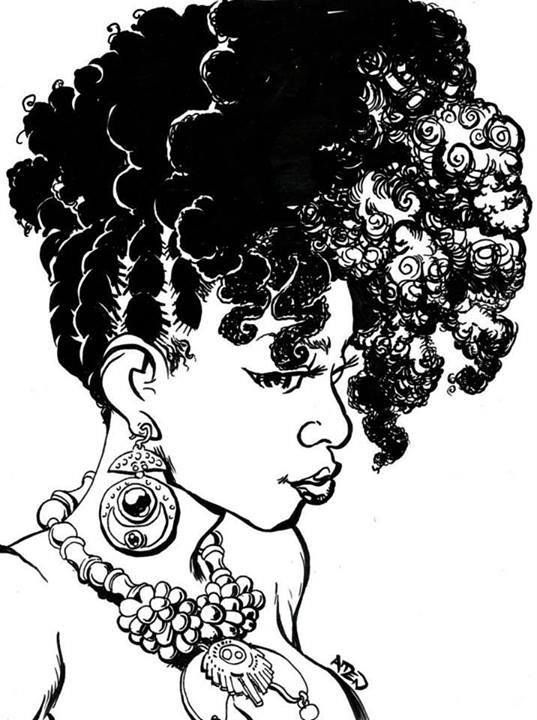 537x720 Amazing Black Hair Art Pictures And Paintings - Black And White Woman Drawing