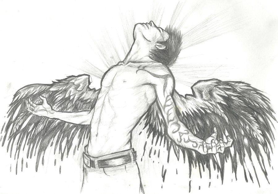 900x628 boy drawing fallen angel for free download - Black Angel Drawings.
