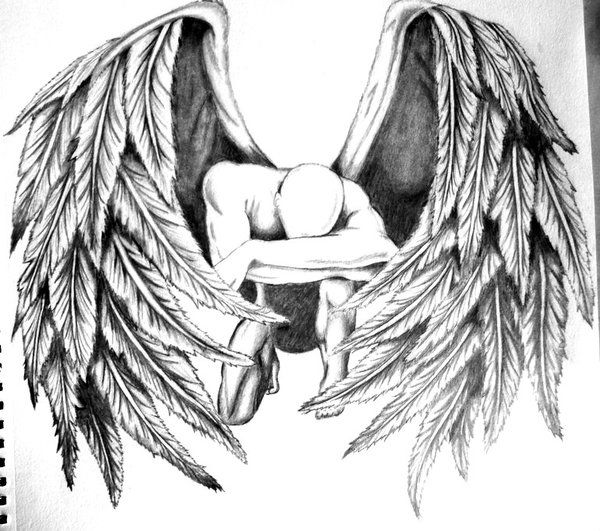 600x531 Fallen Angel - Black Angel Drawings