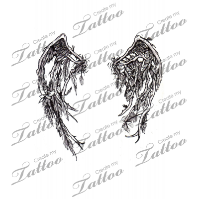400x400 Drawing Warrior Fallen Angel Transparent Png Clipart Free - Black Angel Wings Drawing