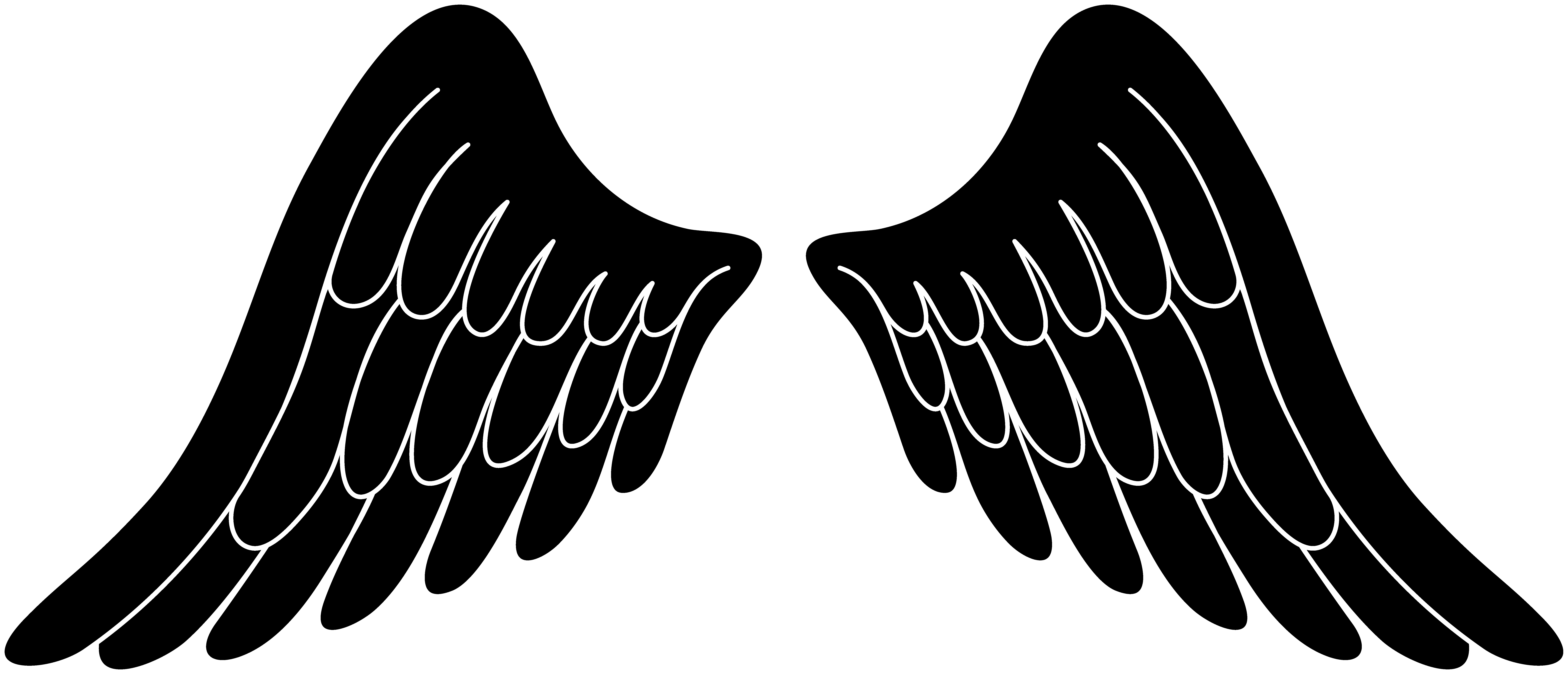 9892x4254 Flying Angels With Cross Black White Picture Free Stock - Black Angel Wings Drawing