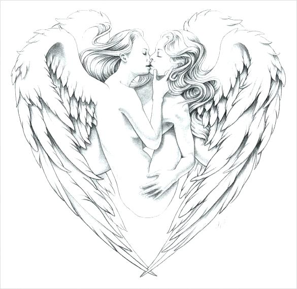 585x570 Angel Wings Drawing Oakeydoak - Black Angel Wings Drawing