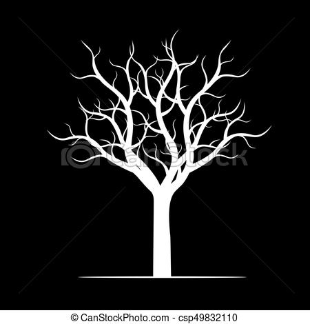 450x470 white tree on black background vector illustration - Black Background Drawing