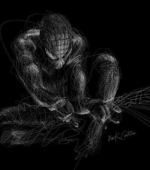 480x544 white on black scribble on behance - Black Background Drawing