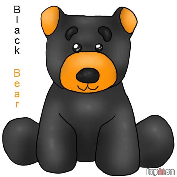 600x600 How To Draw Black Bear, Step - Black Bear Drawing