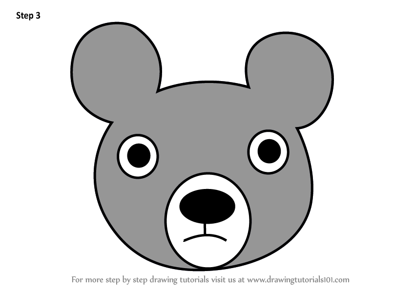 848x602 Learn How To Draw A Black Bear Face For Kids - Black Bear Face Drawing