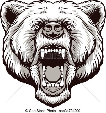 439x470 Clipart Drawingof Bear Head, Free Download Clipart - Black Bear Head Drawing