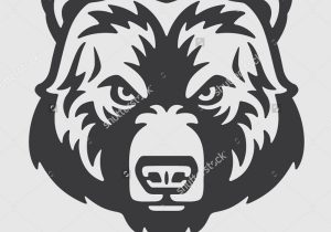 300x210 drawing of a bear head black and white sketch of bears head face - Black Bear Head Drawing