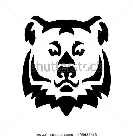 450x470 bear head outline stylized silhouette stock vector - Black Bear Head Drawing