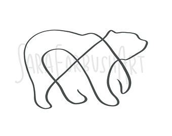 340x270 Bear Line Drawing Etsy - Black Bear Line Drawing