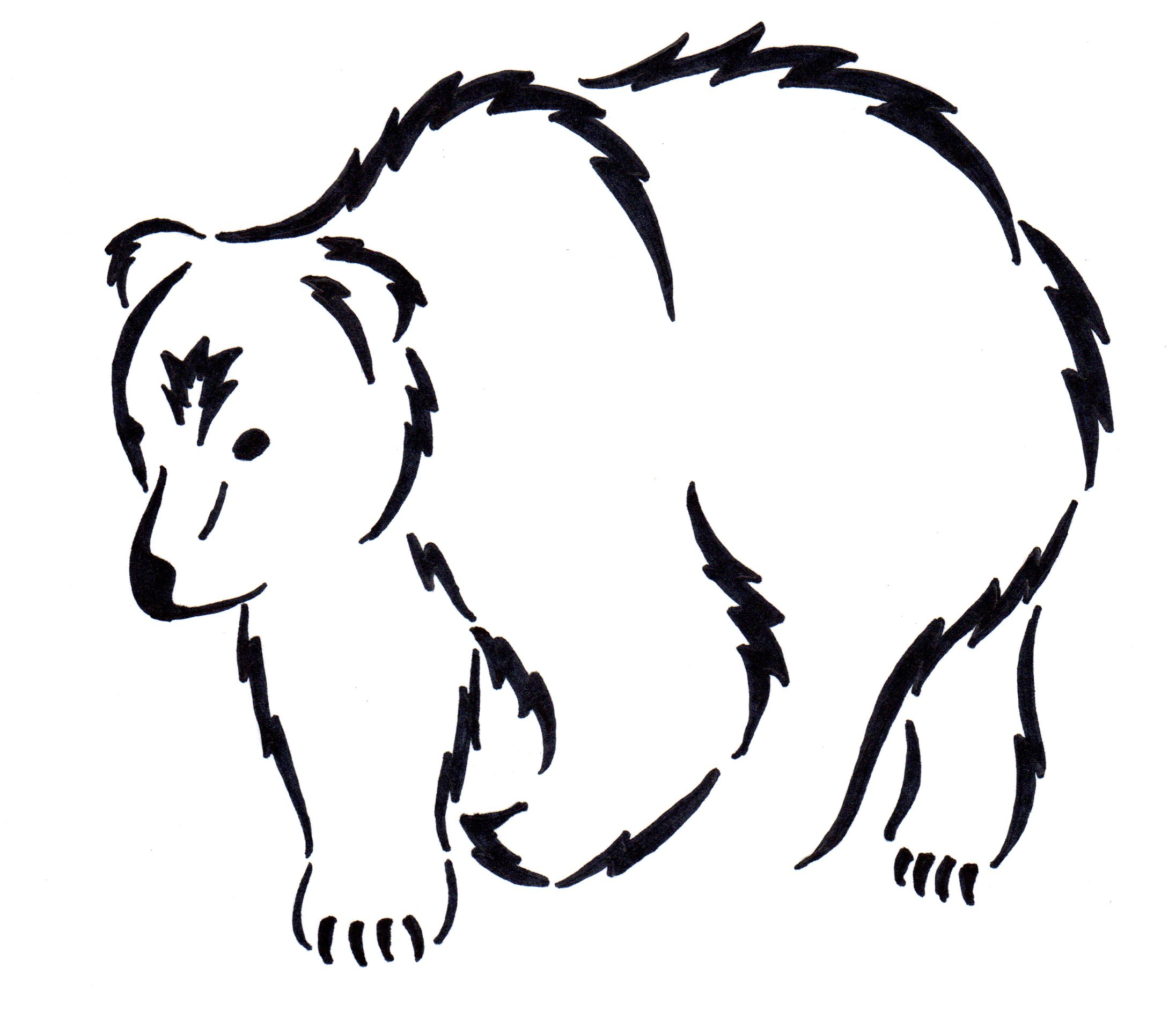 2192x1887 Love Simple Drawing Of A Bear Line Art Tattoo Cute - Black Bear Line Drawing