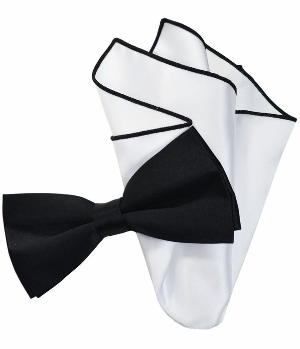 602x700 solid black bow tie with white trim pocket square - Black Bow Tie Drawing