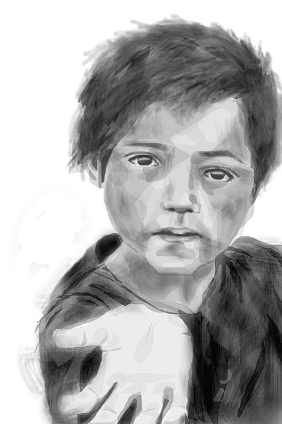 400x600 poor boy a black white speedpaint drawing - Black Boy Drawing