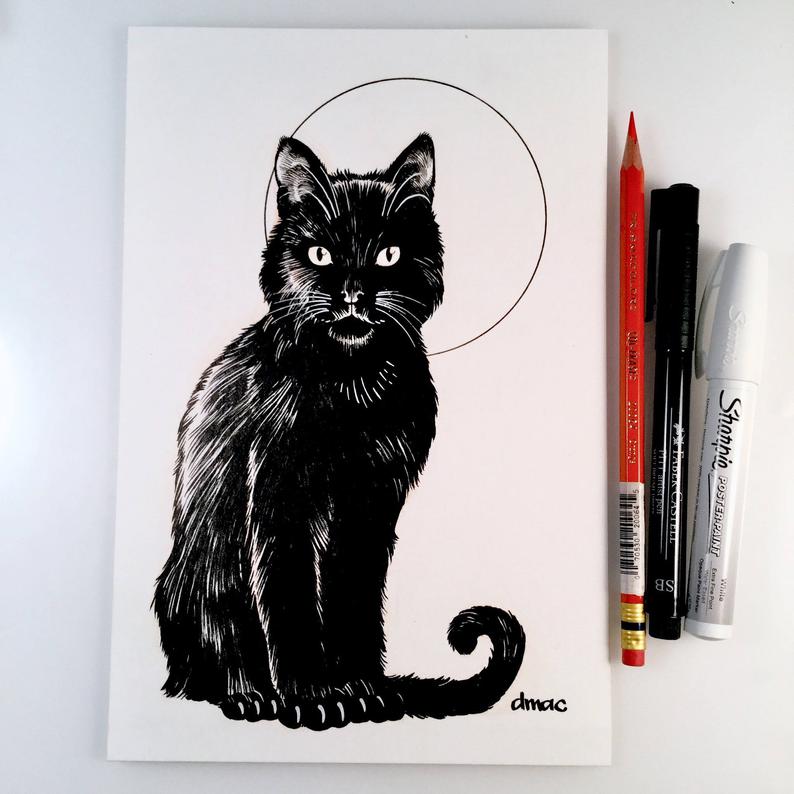 Black Cat Drawing At Paintingvalley Com Explore Collection Of Black Cat Drawing
