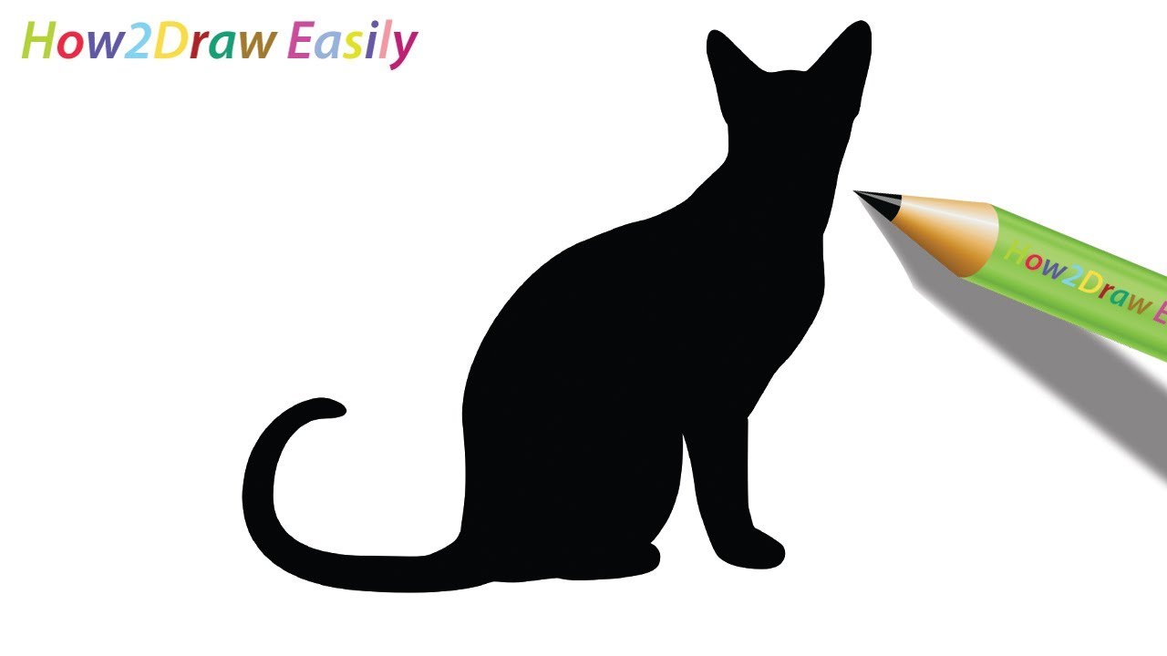 1280x720 How To Draw A Cat Sitting Silhouette Easy Step - Black Cat Drawing Images