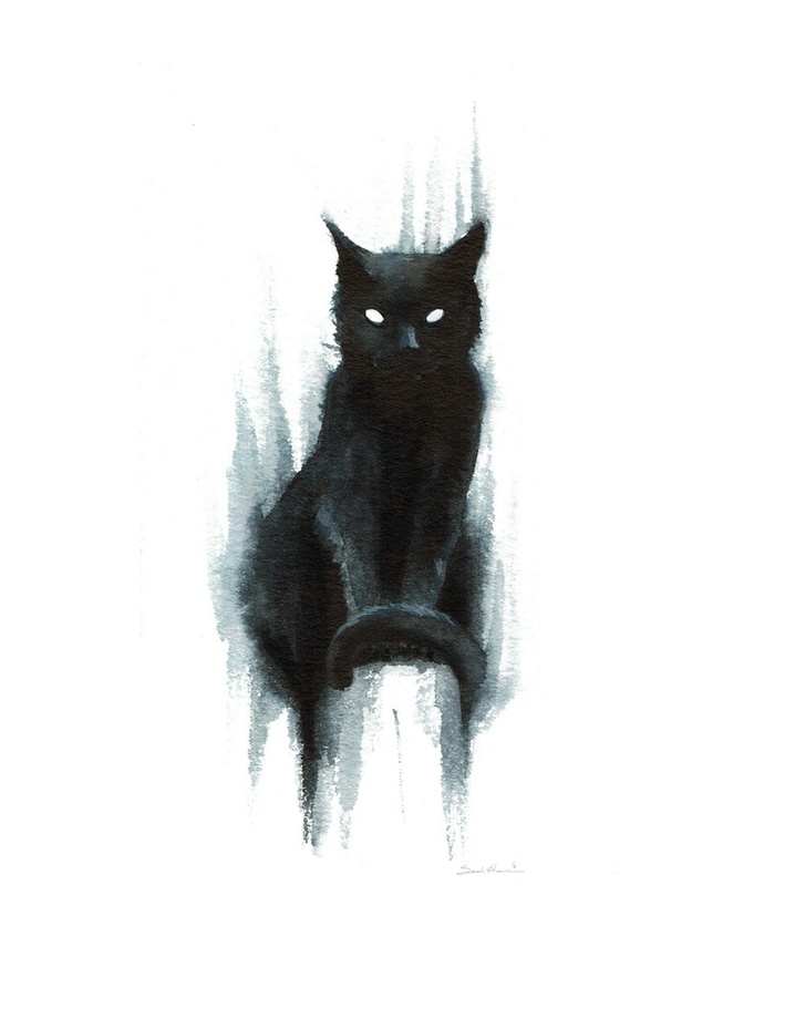 709x920 Shadow Cat, An Art Print - Black Cat Drawing Images