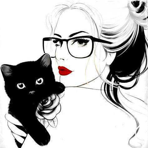 474x474 Art, Black, Cat, Drawing, White - Black Cat Drawing Images