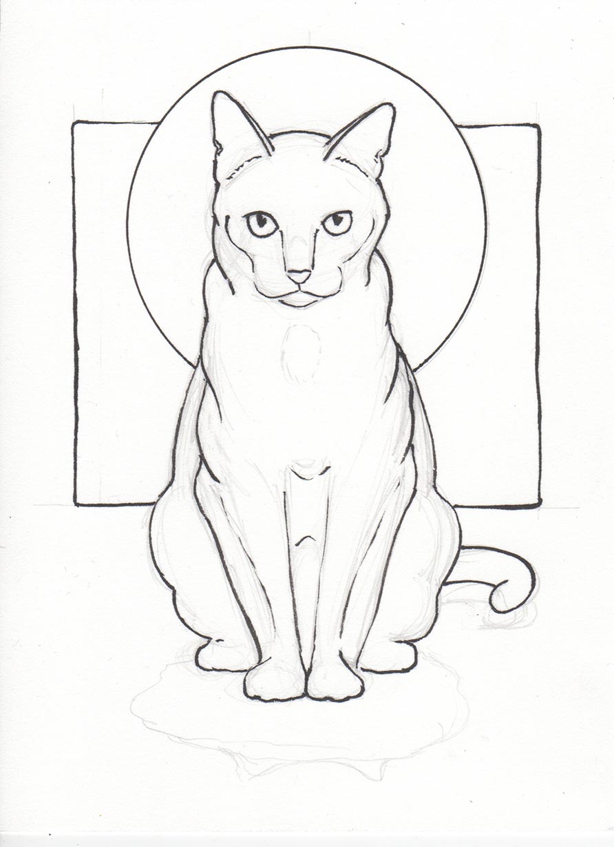 892x1229 Black Cat Evolution Karen Gillmore Art - Black Cat Drawing Images