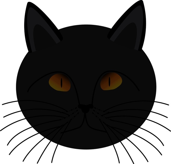 600x575 Black Cat Face Free Vector In Open Office Drawing - Black Cat Face Drawing