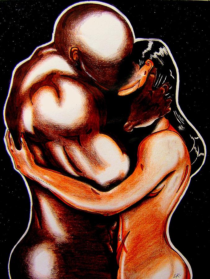 677x900 Lustful Night Drawing - Black Couple Drawings