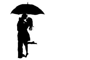 300x200 Couple In Rain - Black Couple Drawings