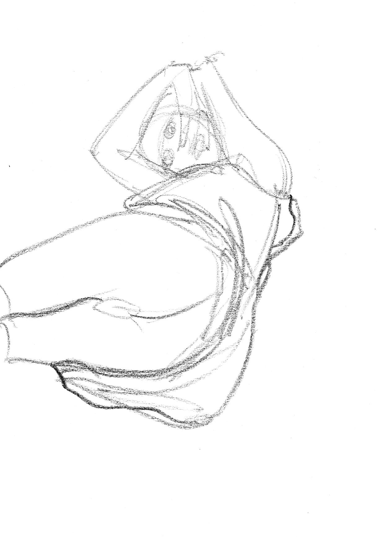 1217x1730 Drawing - Black Crayon Drawing