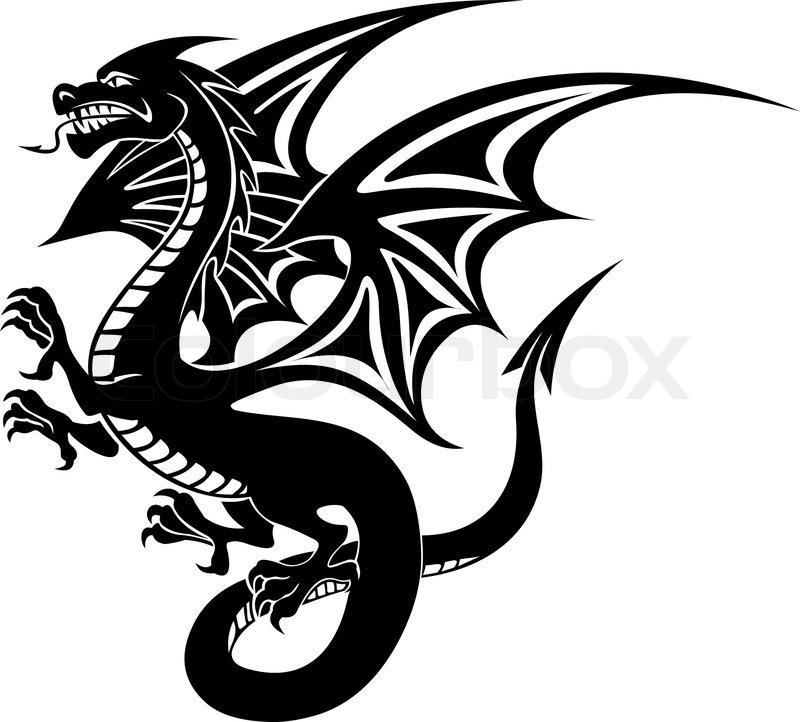 800x722 black danger dragon tattoo isolated on stock vector colourbox - Black Dragon Drawing