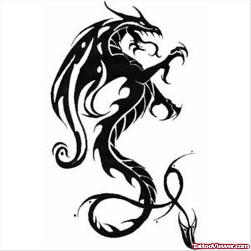 500x500 Angry Black Dragon Tattoo Design Tattoo - Black Dragon Drawing