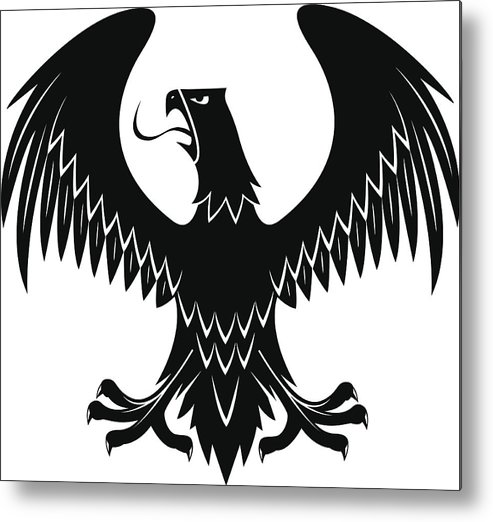 493x522 Black Eagle With Extended Wings Heraldic Icon Metal Print - Black Eagle Drawing