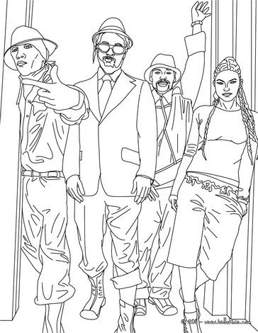 364x470 black eyed peas hip hop coloring book compiled - Black Eyed Peas Drawing