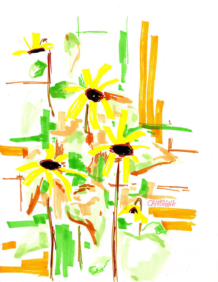 695x900 Black Eyed Susans Drawing - Black Eyed Susan Drawing