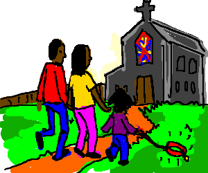 300x250 black family going to church with imaginary dog drawing - Black Family Drawing