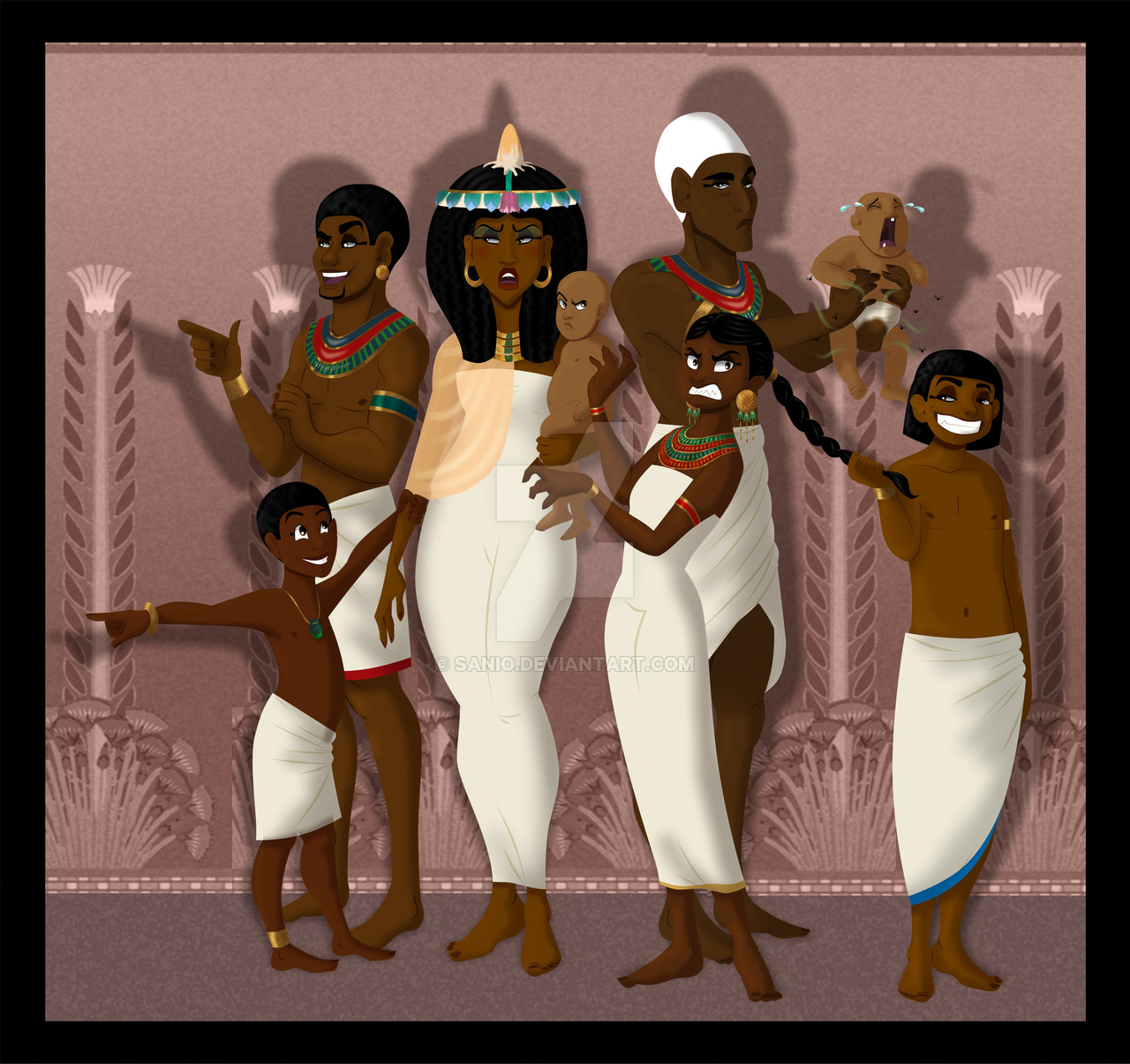 1280x1205 Ancient Family - Black Family Drawing