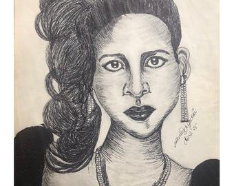 340x270 Black Woman Art Etsy - Black Female Drawing