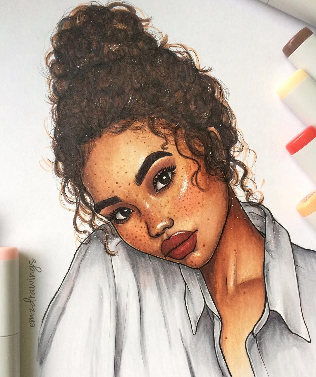 Black Female Drawing at PaintingValley.com | Explore collection of ...