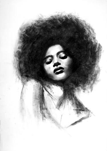 375x525 Afro Girl Drawing - Black Female Drawing