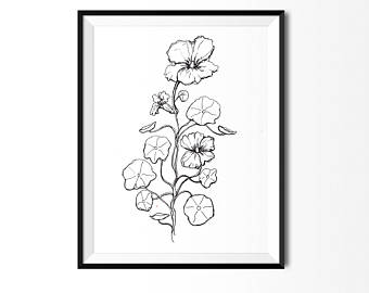 340x270 Flower Drawing Etsy - Black Flower Drawing
