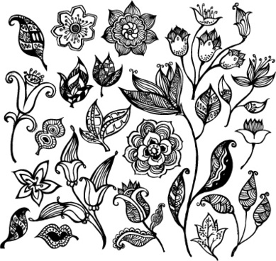 389x368 Black Flower Free Vector Download - Black Flower Drawing